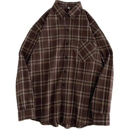 2021 Women Plaid Shirt Blouse Oversized EE Korea Original Long Sleeve Tops Female Vintage Casual Outwear Plus Size Femme Blusas