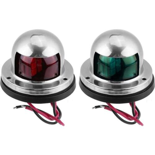 2pcs Stainless Steel 12V LED 4W Green Red Marine Navigation Light Boat Yacht Navigation Light Deck Mount Signal Lamp