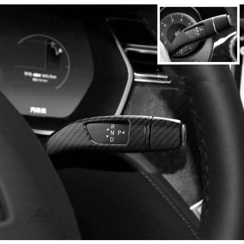 3PCS Black Carbon Fiber Gear Lever Cover Trim For Tesla Model S X 2016-2018