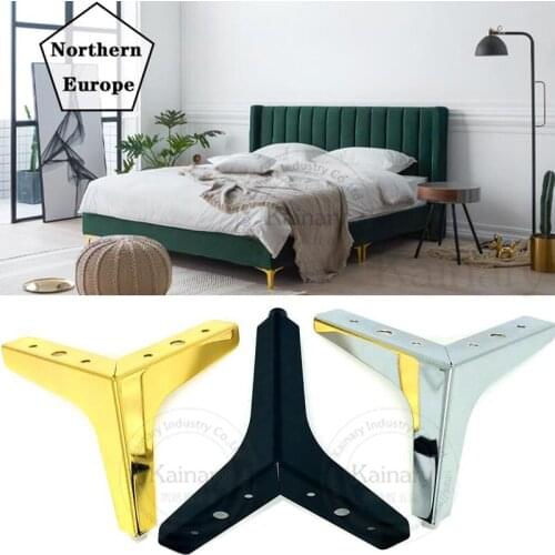 4pcs triangular metal furniture legs cabinet support glod coffee table leg rubber foot bed accessories10/ 13/15/17cm