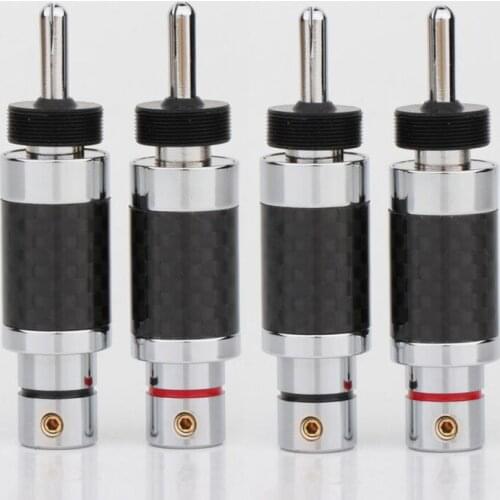 8pieces Hight Quality loudspeaker Audio Banana plug Rhodium Plated Banana Plug Carbon Fiber Speaker 9mm Cable Connector