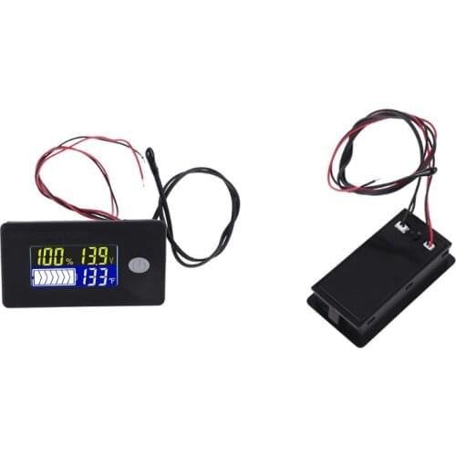 DC 10V~100V Li-ion Lifepo4 Lead acid Battery Capacity Indicator Digital Voltmeter Tester Temperature Monitor 12V 24V 36V