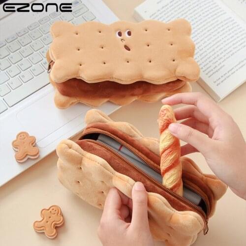EZONE Creative Sandwich Biscuit Plush Pencil Bag Simple Large Capacity Lovely Stationery Box Student Pencil Bag Stationery