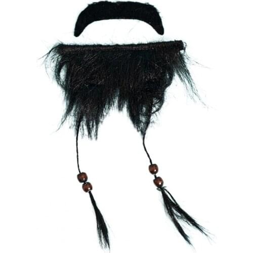 Interesting Cosplay Pirate Beard Props Funny Spoof Props Black Polyester Role Playing Black Pirate Beard Props for Halloween