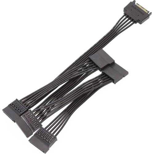 Hard drive Power SATA 18AWG Wire for Hard Drive IDE Molex To 5-Port 15Pin SATA Power Cable Cord Lead HDD SSD PC Server DIY HOT