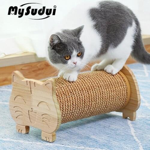 Wood Sisal House Scratching Post For Cat Nail Scratcher Toys Column Scratching Cat Cardboard Scratch Protector Furniture Kitten