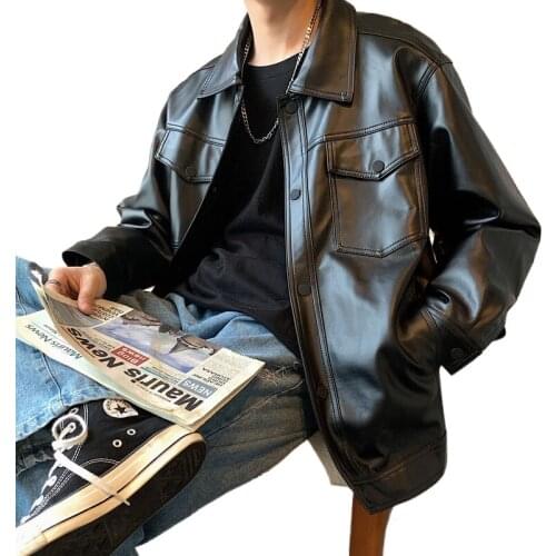 The Korean version of the trend handsome chic locomotive clothing leather clothes handsome ins port wind autumn leather jacket