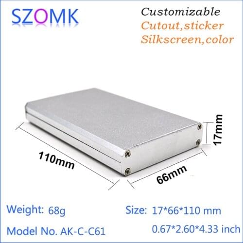 4 pcs, 17*66*110mm szomk hot sales electrical aluminum outlet enclosure diy project enclosures for electronics distribution box