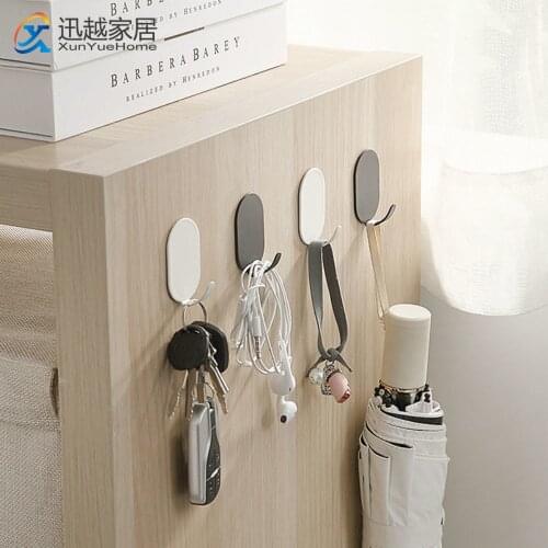 Towel Hooks Punch-Free Black Aluminum Door Wall Mount Bath Coat Rack Hanger For Bathroom Kitchen Hardware