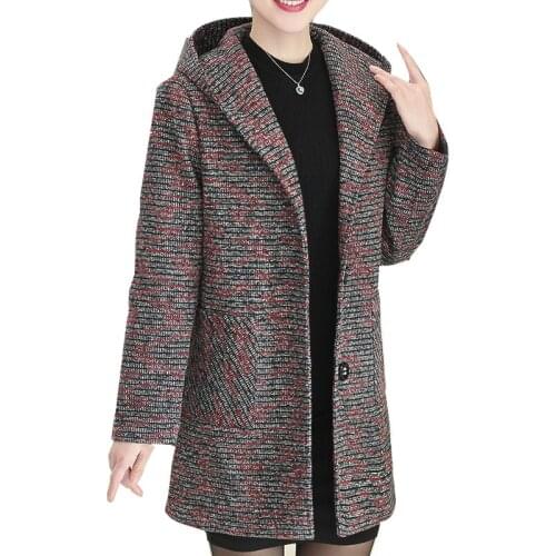 Autumn Winter Middle-Aged Women Temperament Wool Blend Jackets Coats Female Casual Clothing Fashion Women Jackets Coats QH1191