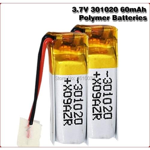 3.7V 60mAh 301020 Lithium Polymer Li-Po li ion Rechargeable Battery cells For Mp3 MP4 MP5 GPS bluetooth