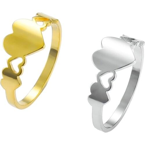 Fashion Heart Stainless Steel Ring Gold Rings for Woman Men Wedding Engagement Ring Jewelry Gift