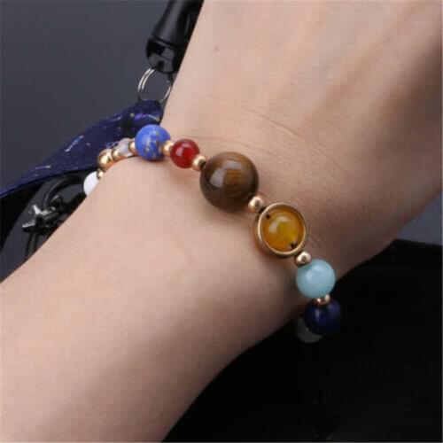 Fashion universe Galaxy solar system eight planets Bracelet guard stars stone bracelet for friends