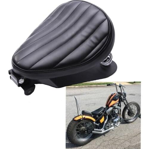 Motorcycle Slim Solo Seat Universal Leather Low Profile Cushion for Cruiser Bobber Chopper Harley Honda Yamaha Suzuki Kawasaki