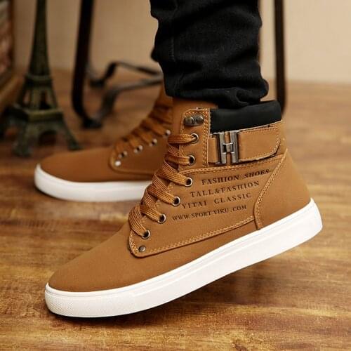 2022 Autumn Winter Men Boots Big Size 38-47 Fashion Fur Lace-up Warm Leather Boots For Men High Top Snow Casual Shoes Men