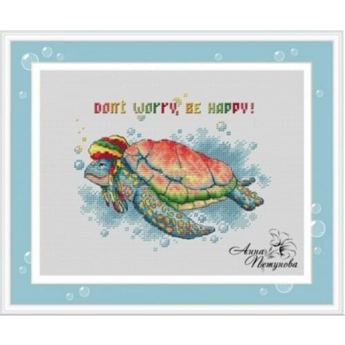 Stich Cross Stitch Kits Craft Happy little turtle 28-24 Counted cross stitch Needlework Embroidery Cross-Stitching