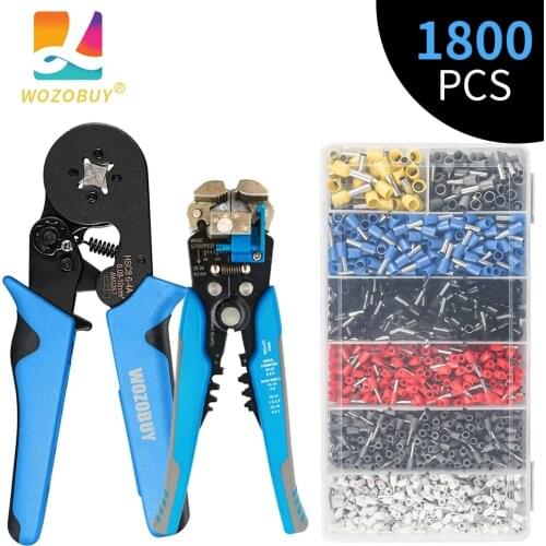 Crimping Tool Kit HSC8 6-6/6-4A Pliers For Tube Terminal 1800pcs/Box Multifunctional Stripping Cutting Wire Pliers Tool Kit