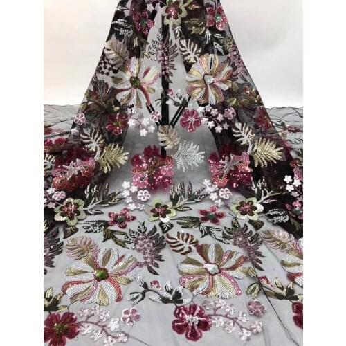 Newly Designed African French Lace Fabric 2021 High-quality Lace Fabric With Sequined Nigerian Lace Fabric D36291