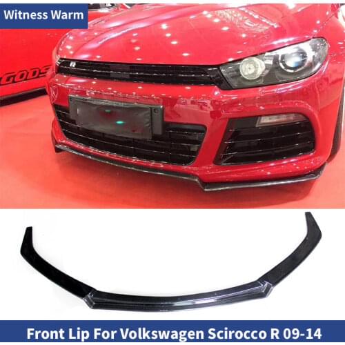 For Scirocco Carbon Fiber Front Bumper Lip Chin Spoiler for Scirocco R bumper Splitter 2009 - 2014 Auto Car Front Diffuser