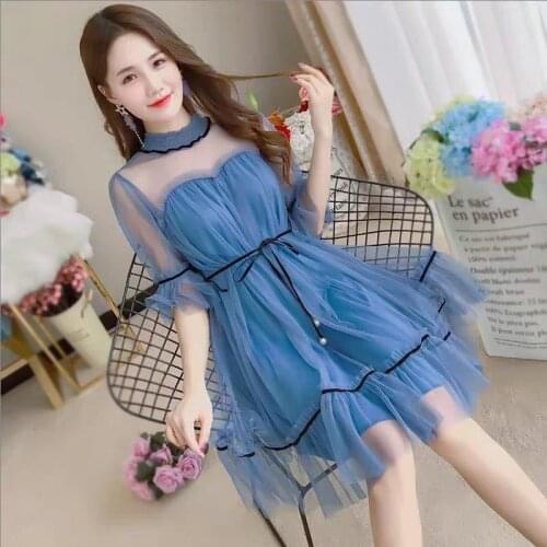 Dresses for Women 2021 Lace Mesh Dress Dress Dress Style Womens Clothing Vestido De Mujer Femme Robe