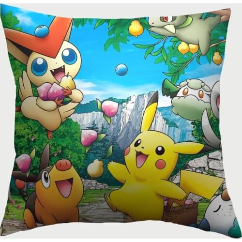 Pokemon Linen Sofa Pillow Case Pikachu Cartoon Printing Office Large Pillow Sofa Pillow Case Without Core