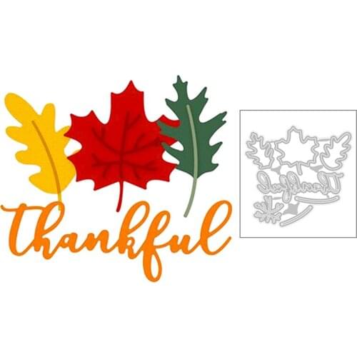 2020 New English Word Thankful and Leaves Maple Leaf Embossing Metal Cutting Dies Cut For DIY Scrapbooking Card Making no stamps