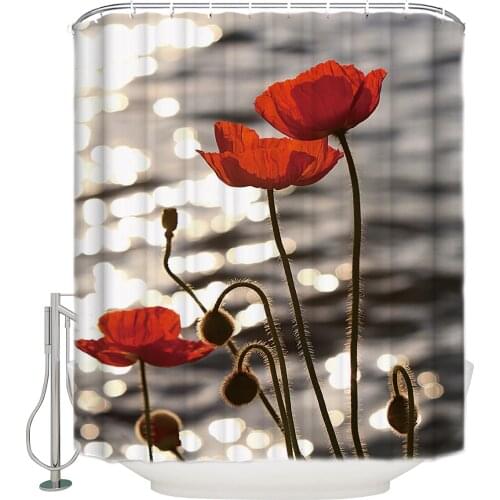 Poppy Seed Bath Shower Curtains Mildew-resistant Bathroom Decor Sets Home Decoration