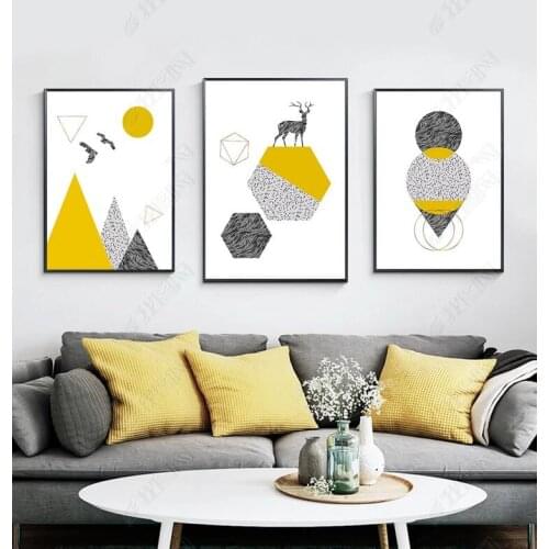 Nordic Abstract Geometric Heed Deer Modern Posters And Prints Wall Art Canvas Painting Wall Pictures For Living Room Decor