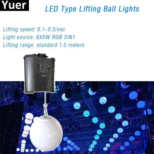 3D LED Lifting Ball Light 6X5W RGB 3IN1 5m Lifting Range Wave Rectangle Line LOGO Other Patterns DJ Disco Party Stage Light
