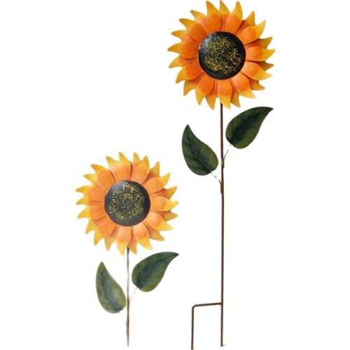 Sunflower Rotating Windmill, Metal Sunflower Lawn Windmill Sunflower Windmill Flower Sculpture Windmill Garden Yard Decoration