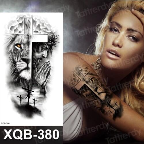 Lion King Tattoos Temporary Men Women Body Art Fake Tatoo Animal Realistic Tribal Tiger Tattoo Sticker Arm Leg Sleeve Makeup