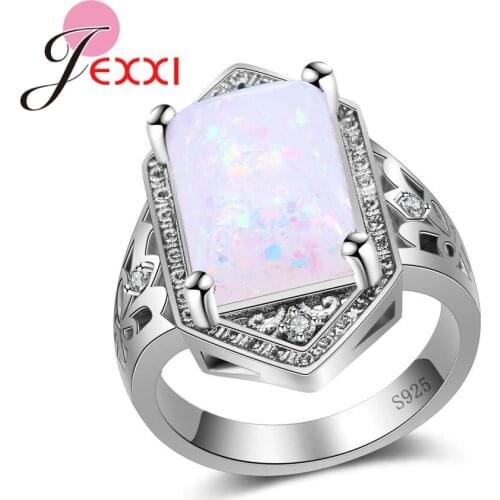 Retro Design Jewelry 925 Sterling Silver Rings Best Quality Big White Opal Stone Engagement Anniversary Gift Women Anel