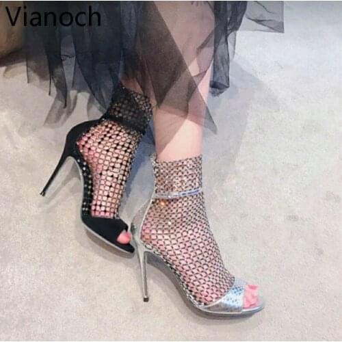 2021 Fashion New Women Sandals Sexy High Heels Thin Heel Crystal Decoration Shoes Summer Peep Toe Size 40 aa0869