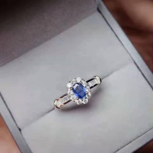 Natural Sapphire Gemstone Flower Pattern Ring S925 Sterling Silver Fine Fashion Charming Jewelry for Women Free Shipping