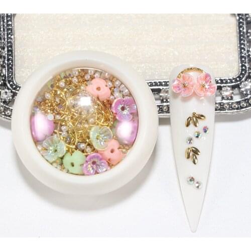 1 Box Sparkling Nail Art Decor Tips Decors Charms Beads Jewels Diamonds Set