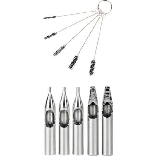 5 Pcs/Set Tattoo Machine 304 Stainless Steel Needle Tips Brush Kit 3/5/7R 5/7F Each 1 Pc
