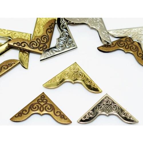 60Pcs Bronze Silver Gold Plated Mixed Color Metal Book Scrapbooking Albums Menus Folders Corner Protectors 23*23mm