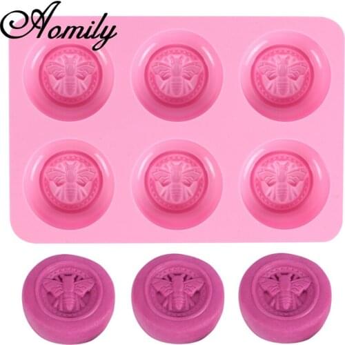 Aomily 6 Holes Bee Handmade Fondant Cake Mold Cartoon Decorating Sugar Craft Chocolate Moulds Tools Silicone Baking Molds