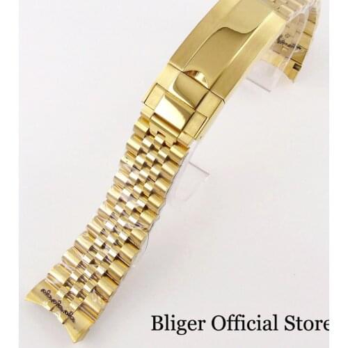 BLIGER Nologo 20mm Width Lug All Rose Gold/Gold Coated Watch Jubilee Bracelet Strap fit 40mm Case