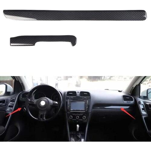 Car Front Dashboard Side Decoration Strips Trim Styling For VW GOLF 6 2010 2011 2012 Left Hand Drive Interior Auto Accessories