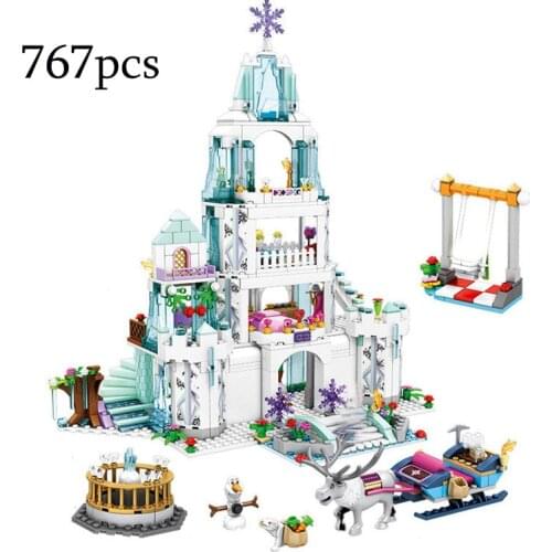 Disney Frozen Princess Snow Queen Elsa Ice Castle Princess Anna Snow Building Blocks Toy Friends City Bricks Toys For Children