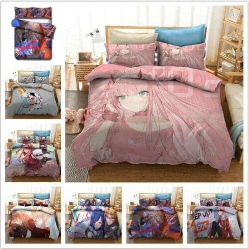 DARLING in FRANXX Bedding Set 2/3Pcs Duvet Cover & Pillowcase(s) 3D Printed Quilt Cover Home Textile Gift