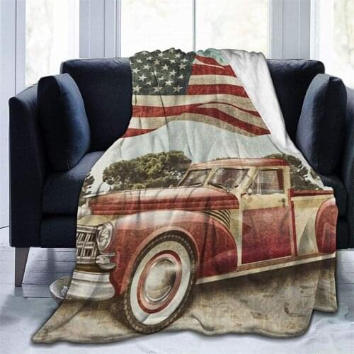 Red Vintage Truck Navajo Cubre Camara Green Throw Blanket 3D Print On Demand Sherpa Super Comfortable For Sofa Thin Quilt Nordic