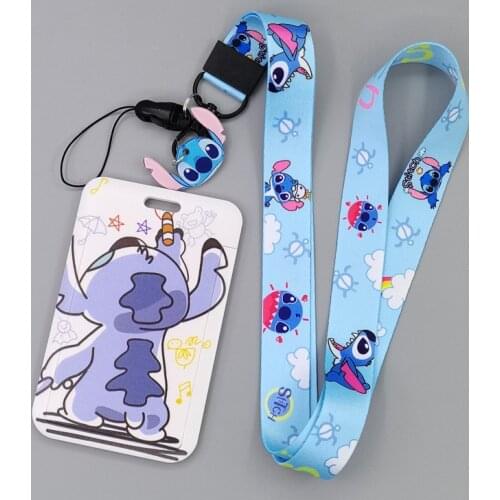 LT825 Cartoons Stitch Cute Lanyard for Key Neck Strap lanyard Card ID Badge Holder Key Chain Key Holder Keyrings Accessories
