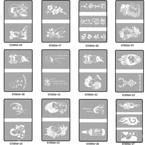 OPHIR A4 Reusable Glitter Temporary Tattoo Template Airbrush Stencil DIY Body Art Drawing Art Designs STE016