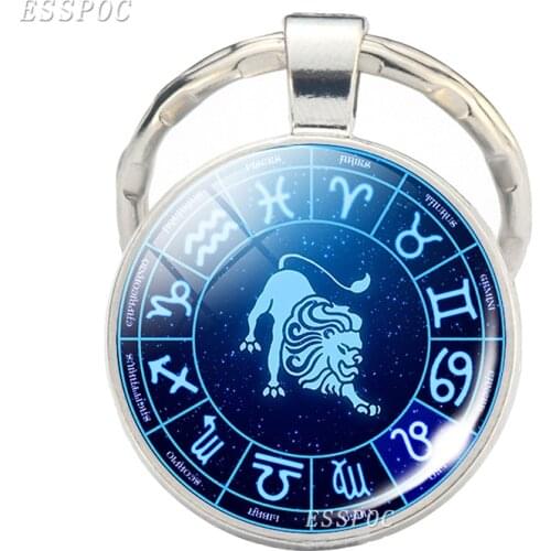 Fashion Zodiac Sign Keychain 12 Constellation Leo Virgo Libra Scorpio Sagittarius Pendant Metal Keyring Key Holder Gifts