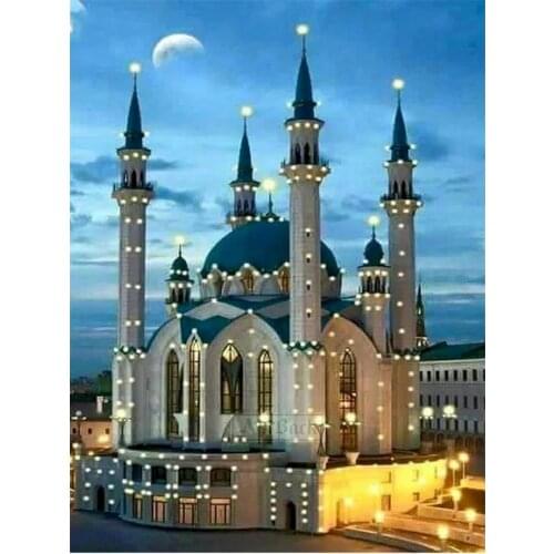 GATYZTORY Diy Painting By Numbers Night Castle Scenery Diy HandPainted Oil Painting On Canvas For Kids Beedroom Framed Photo