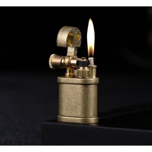 Unusual Mini Retro Kerosene Lighter Grinding Wheel Oil Portable Vintage Lighter Smoking Mens Gadget Recyclable