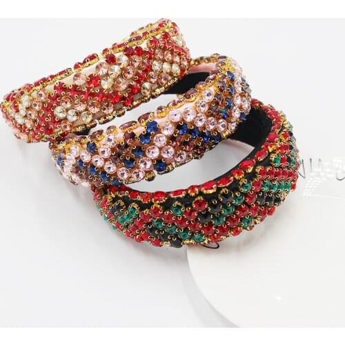 New Stylish Bling Rhinestone Baroque Headbands Luxury Crystal Hairband Diamond Padded Tiara Headband for Women Hair Accessories