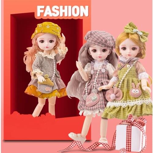 New 26cm 1/6 BJD Doll Makeup Exquisite 3D Eyes Dress Up Fashion Cute 13 Articulated Doll with Clothes Toy Girl Gift